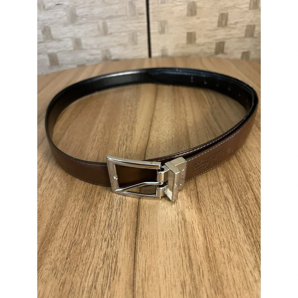 2 in 1 Reversible‎ Men's Belt Brown and Black Faux Leather Sz 48
